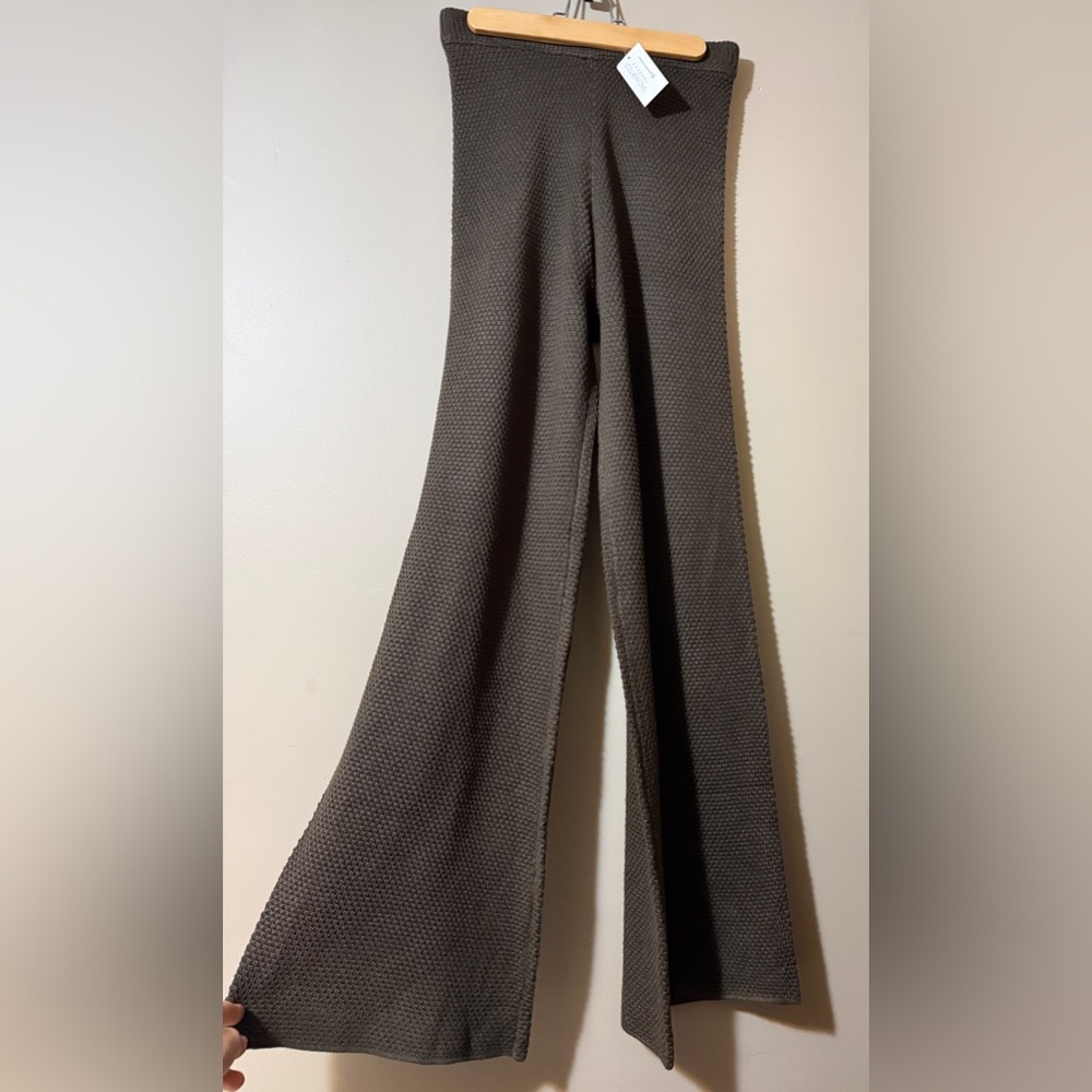 NWT UNCHARTED THREADS Brown Sweater Knit Wide Leg Flare Pants Women's size Small